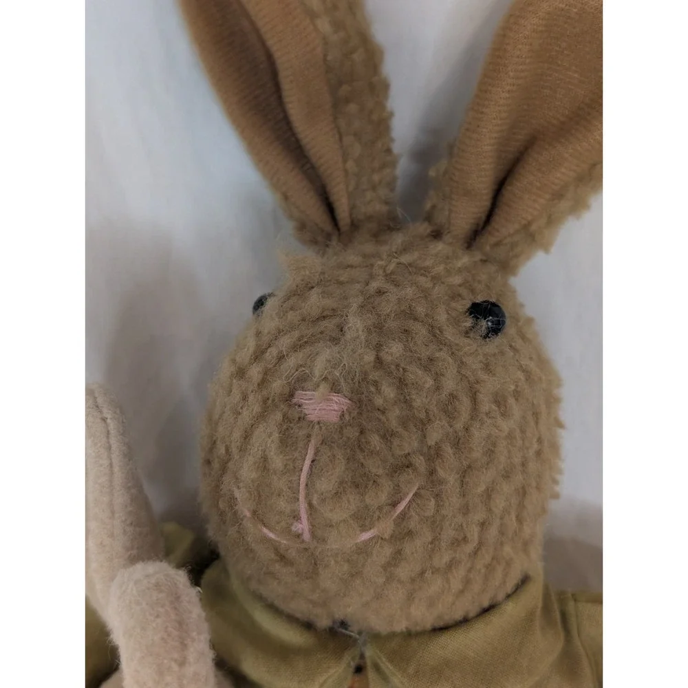 Vintage Long Eared‎ Bunny In Sunflower Dress With Two Bunnies Easter Home Decor